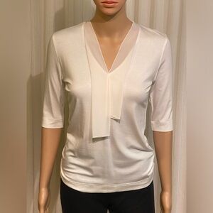 NWT AKRIS Punto Pullover Shirt Top Blouse Off-White 3/4 Sleeve Size 4 $345